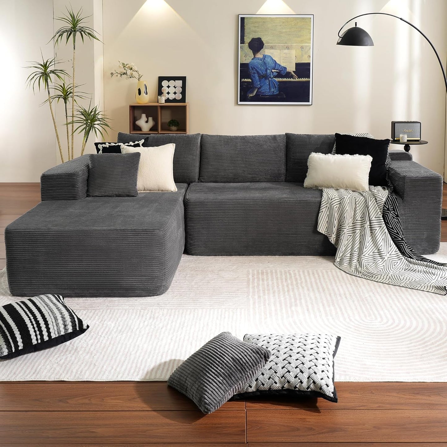 Ovios 104 In. Cloud Sectional Couch With L-Shape Chaise, Modern Modular Sofa With Deep Seat, Upholstered Couches For Living Room Bedroom