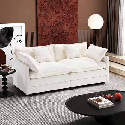 Ihanherry 146 In. U-Shaped Modern Sofa Modular Sectional Cloud Couch With 2 Ottoman