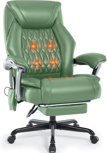 Massage Office Chair With Heating And Footrest Ergonomic Executive Reclining Office Chair