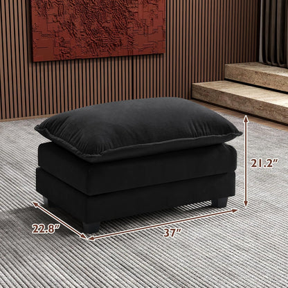 111.4 In. L-Shaped Modern Sofa Modular Cloud Sofa Ottoman 4-Seater Chenille Deep Seat Sofa