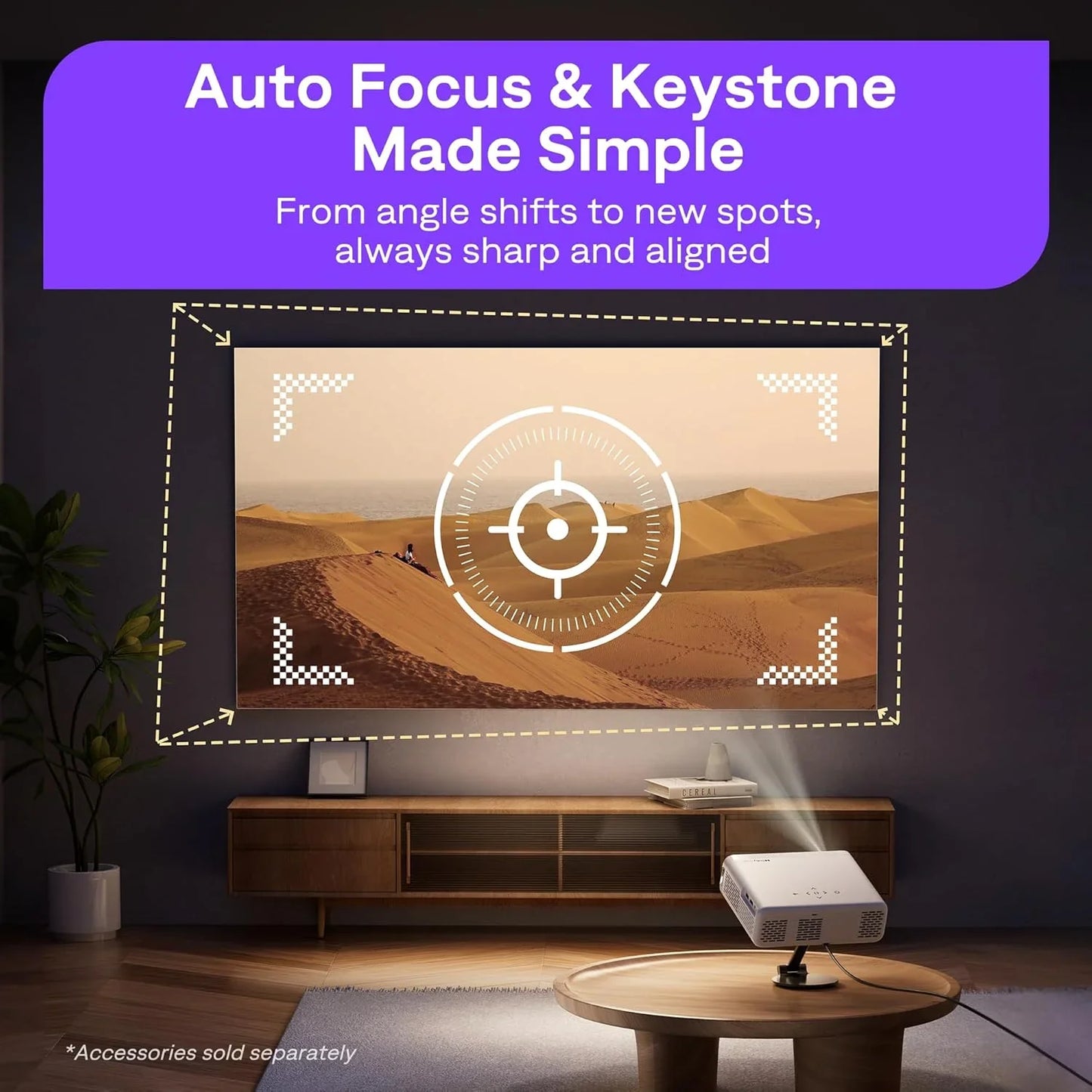 Aurzen Roku TV Smart Projector With Wi-Fi And Bluetooth, Roku Streaming Experience Built-In