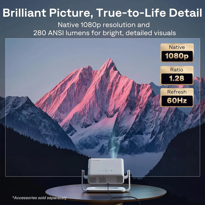 Aurzen Roku TV Smart Projector With Wi-Fi And Bluetooth, Roku Streaming Experience Built-In