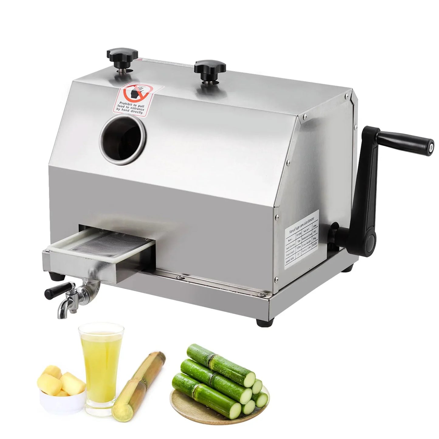 Manual Sugar Cane Juicer Machine, Sugar Cane Press With 3 Stainless Steel Drums And 2.4-inch Large Inlet, Sugarcane Juice Machine With 110lbs/H