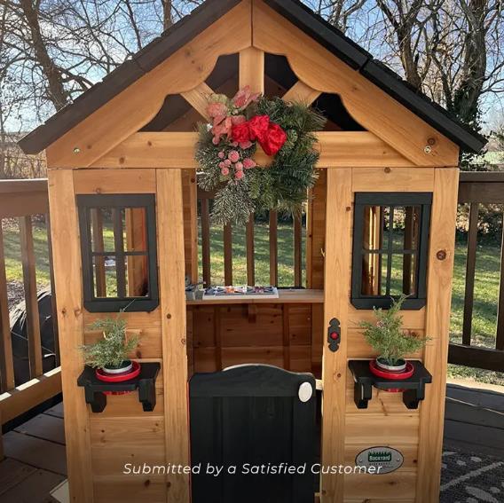 Indoor/Outdoor Cedar Playhouse With Kitchen