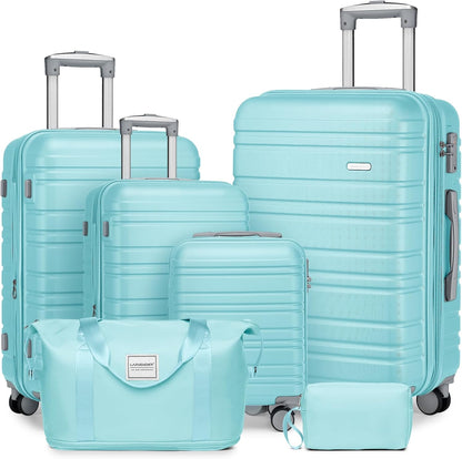 6-piece Luggage Set, Expandable Hardshell Suitcase Set With Spinner Wheels, Lightweight Rolling Luggage Set