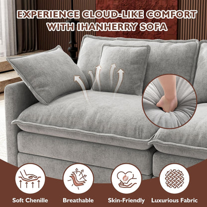 Ihanherry 146 In. U-Shaped Modern Sofa Modular Sectional Cloud Couch With 2 Ottoman
