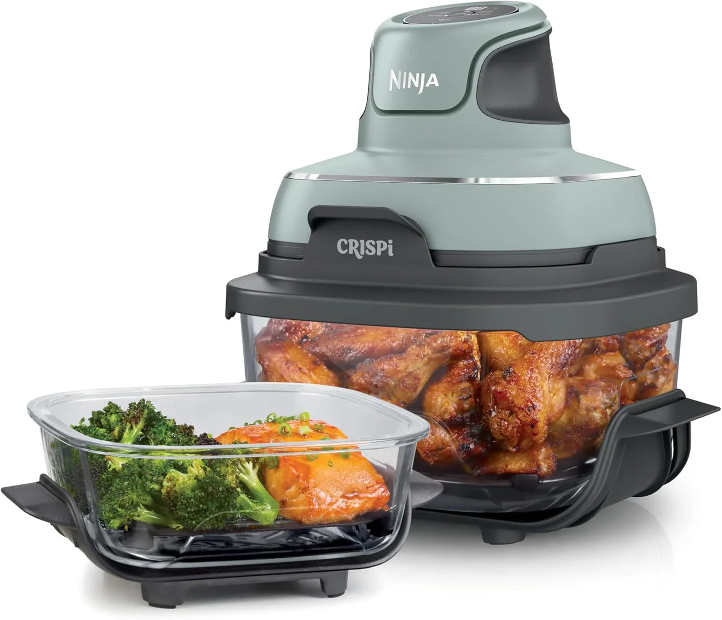 Ninja Crispi 4-in-1 Portable Glass Air Fryer Cooking System, 1500W, 4QT And Glass Food Storage Container