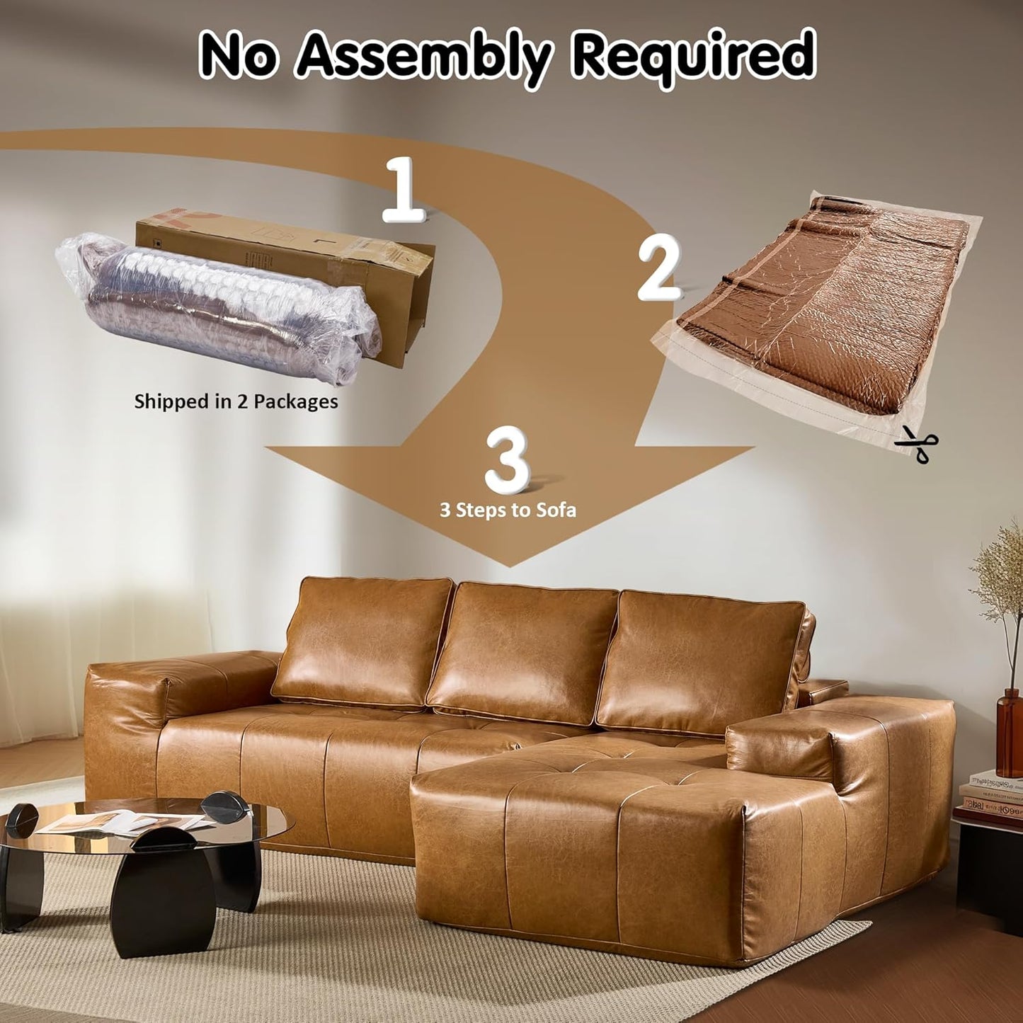 Ovios 104 In. Cloud Sectional Couch With L-Shape Chaise, Modern Modular Sofa With Deep Seat, Upholstered Couches For Living Room Bedroom