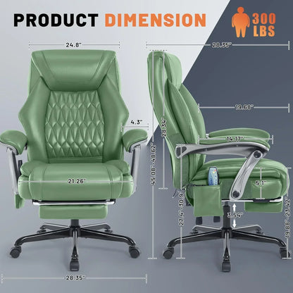 Massage Office Chair With Heating And Footrest Ergonomic Executive Reclining Office Chair
