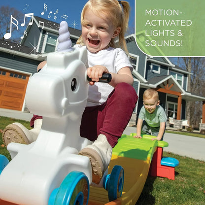 Unicorn Up And Down Roller Coaster Toy For Kids, Ride On Push Car, Indoor/Outdoor Playset, Toddler Ages 2- 5 Years Old, Compact Storage
