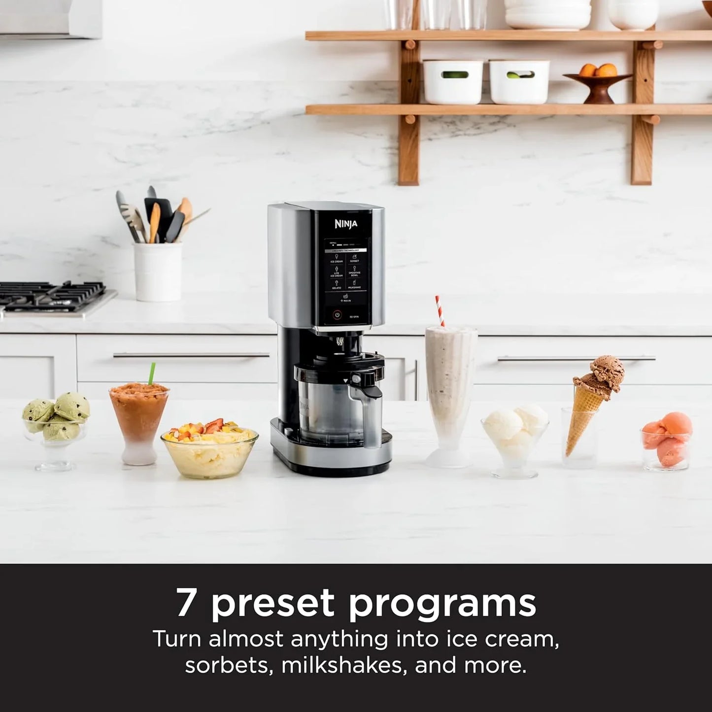 Ninja NC301 CREAMi Ice Cream Maker, For Gelato, Mix-Ins, Milkshakes, Sorbet, Smoothie Bowls And More, 7 One-Touch Programs, With