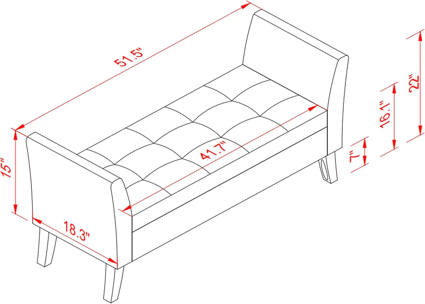 Furniliving Modern Storage Ottoman Bench