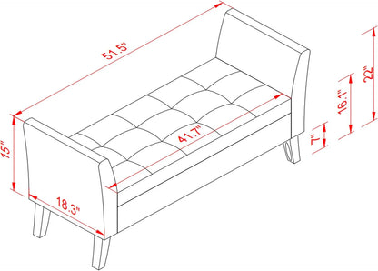Furniliving Modern Storage Ottoman Bench