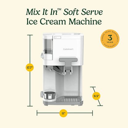 Cuisinart Soft Serve Ice Cream Machine- Mix It In Ice Cream Maker For Frozen Yogurt, Sorbet, Gelato, Drinks 1.5 Quart, White, ICE-48