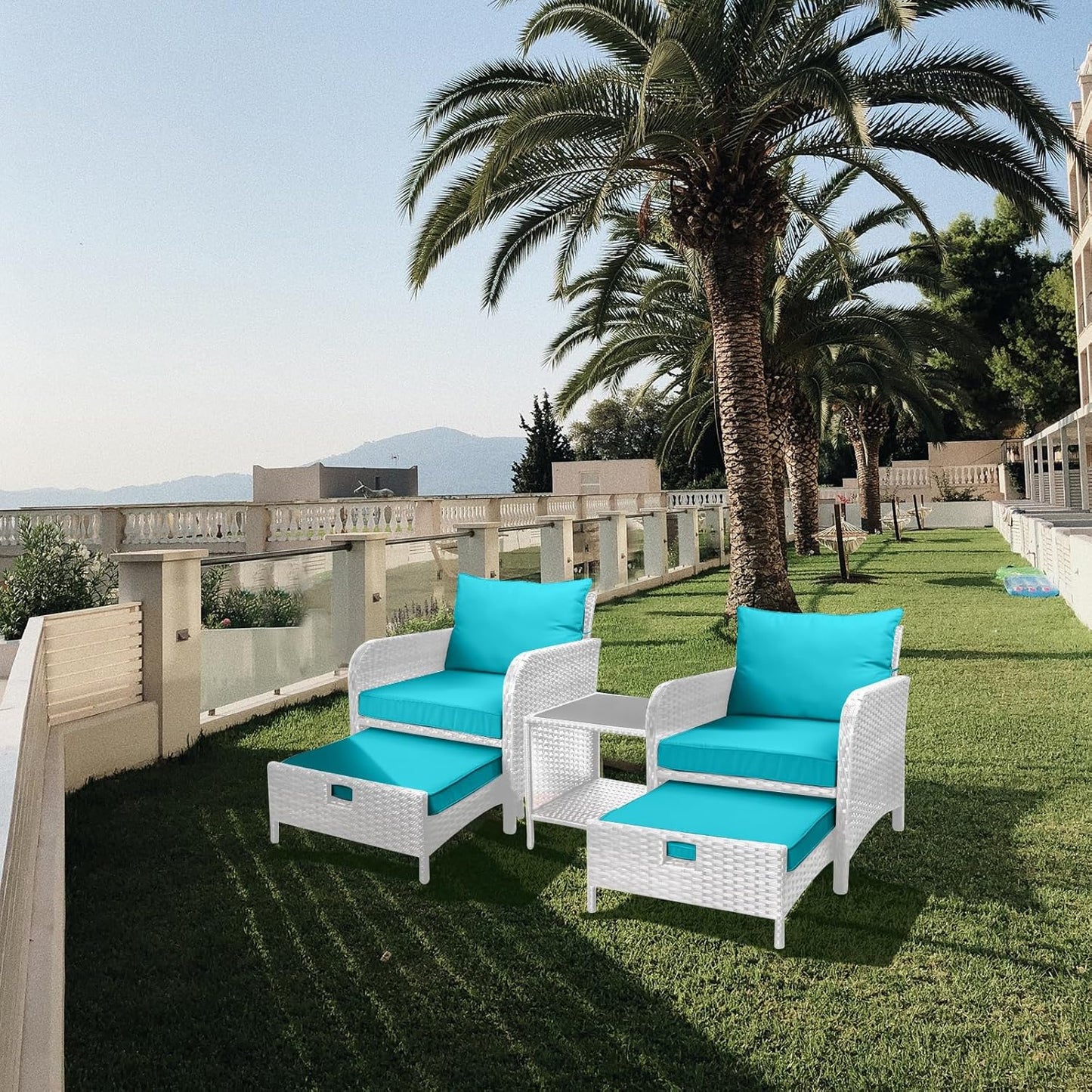Leveleve Balcony Furniture 5 Piece Patio Conversation Set