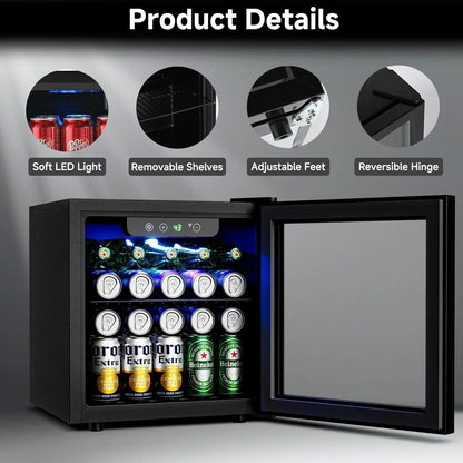 Beverage Refrigerator Cooler 126 Can Mini Fridge Glass Door For Drinks Soda Beer Wine Refrigerator