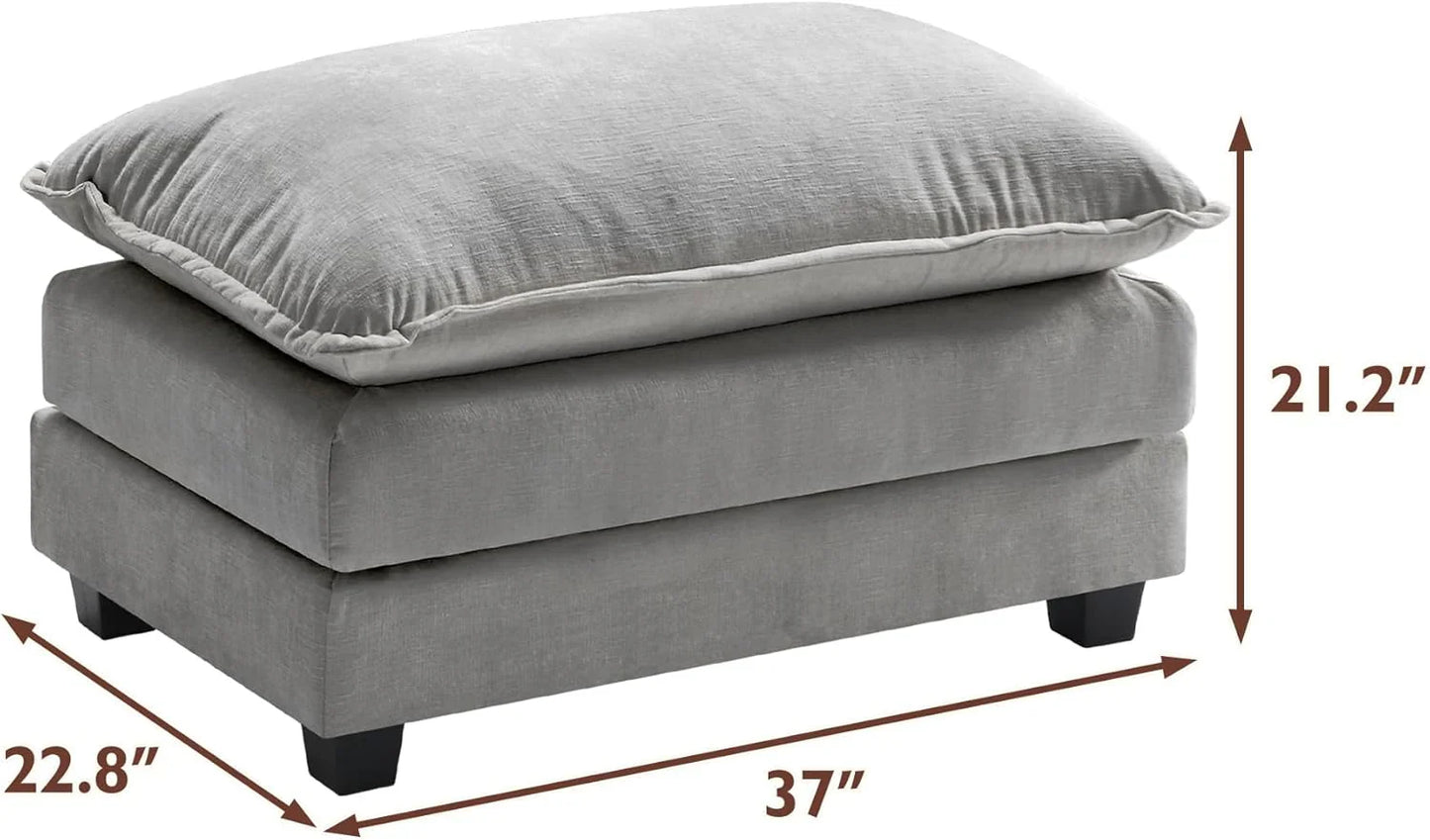 111.4 In. L-Shaped Modern Sofa Modular Cloud Sofa Ottoman 4-Seater Chenille Deep Seat Sofa