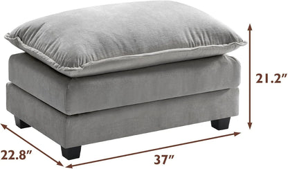 111.4 In. L-Shaped Modern Sofa Modular Cloud Sofa Ottoman 4-Seater Chenille Deep Seat Sofa