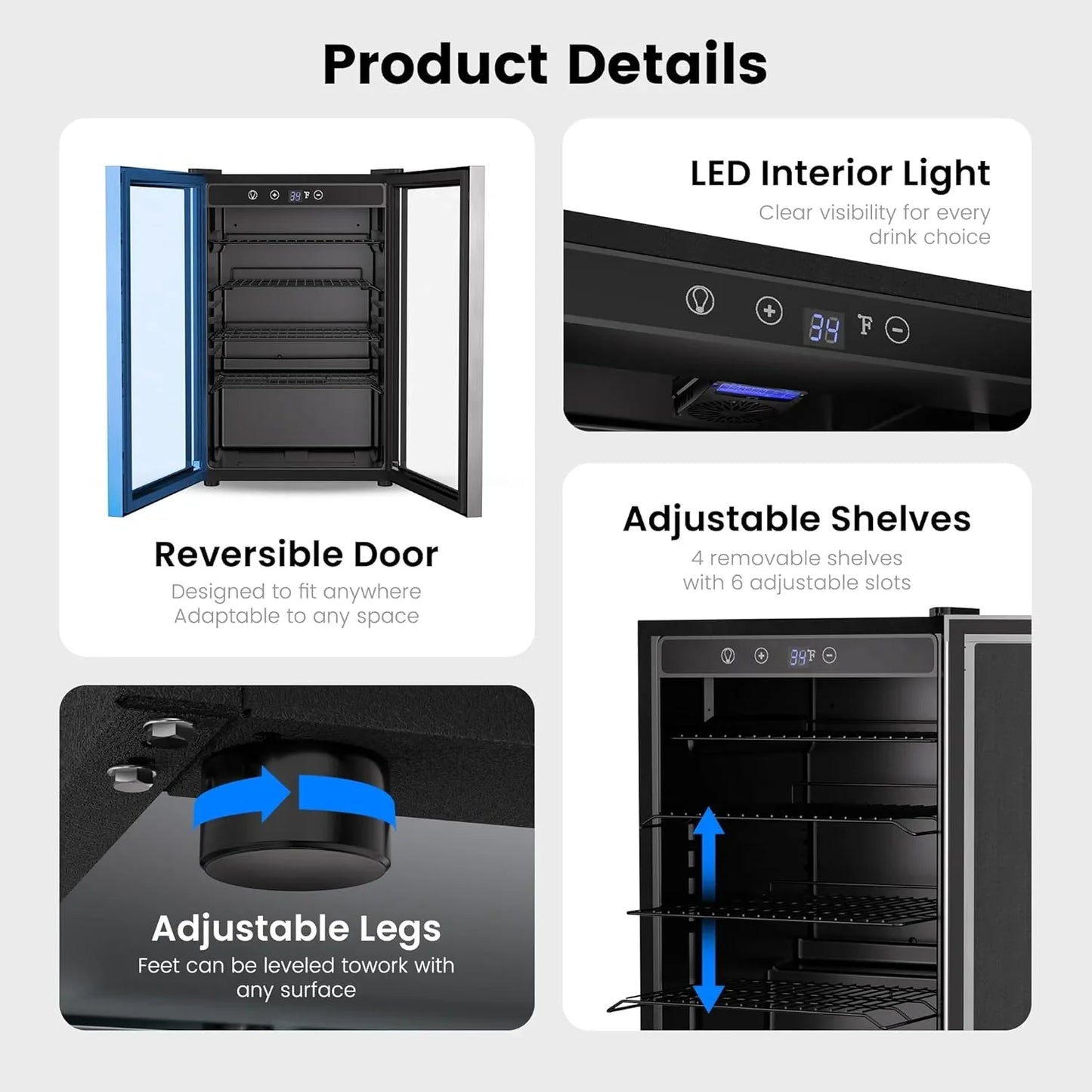 Beverage Refrigerator Cooler- 126 Can Mini Fridge Glass Door For Drinks Soda Beer Wine- Small Refrigerator For Office Bedroom Home Bar