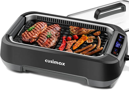 Smokeless Indoor Grill, Cusimax Electric Grill With Non-Stick Removable Grill/Griddle Plate