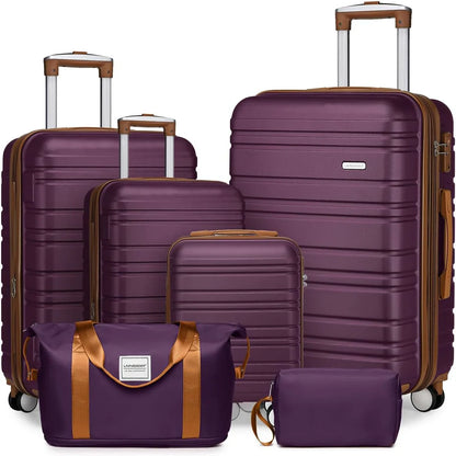 6-piece Luggage Set, Expandable Hardshell Suitcase Set With Spinner Wheels, Lightweight Rolling Luggage Set
