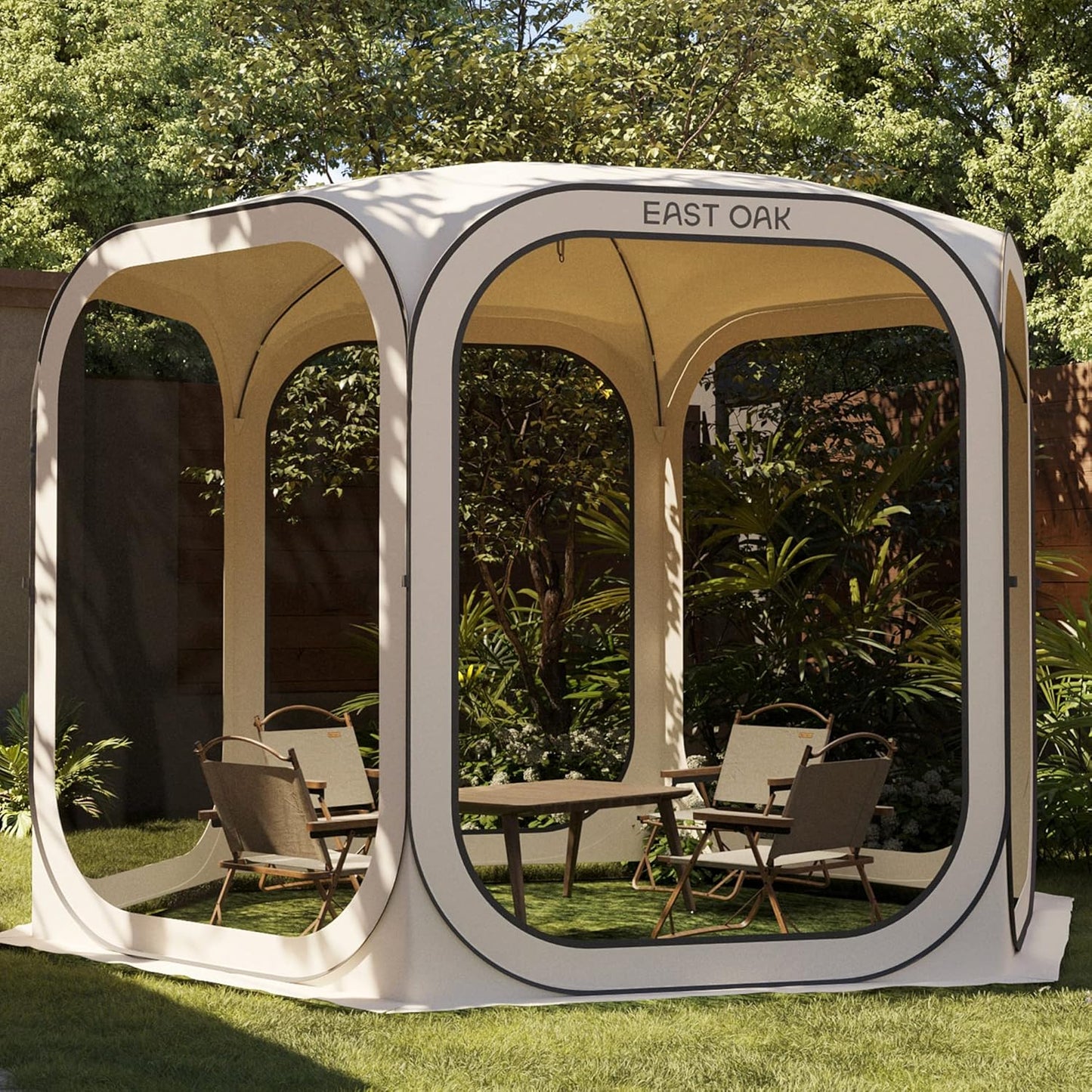 East Oak Screen House Tent Pop-Up, Portable Screen Room Canopy Instant Screen Tent 10 x 10 Ft. With Carry Bag For Patio, Backyard