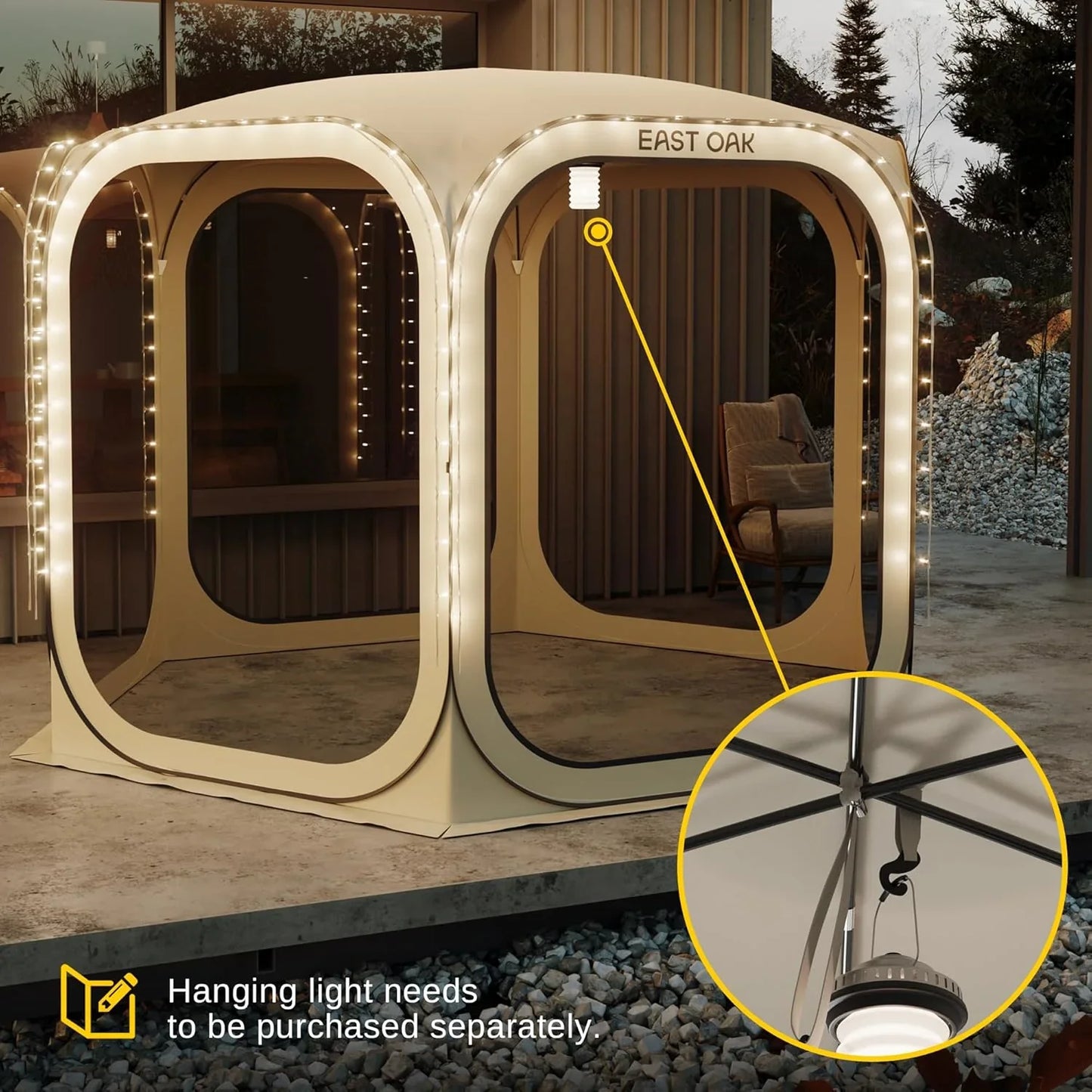 East Oak Screen House Tent Pop-Up, Portable Screen Room Canopy Instant Screen Tent 10 x 10 Ft. With Carry Bag For Patio, Backyard