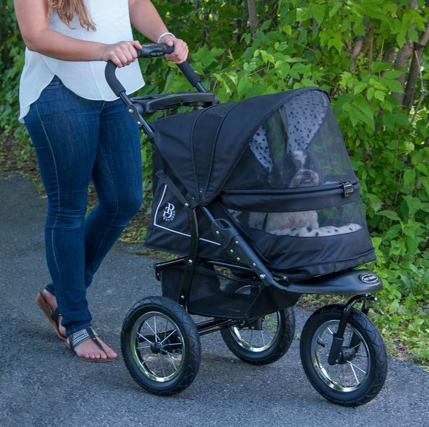 No-Zip Nv Pet Stroller For Cats/Dogs Zipperless Entry Easy One-Hand Fold Gel-Filled Tires Plush Pad Plus Weather Cover Included 3 Colors