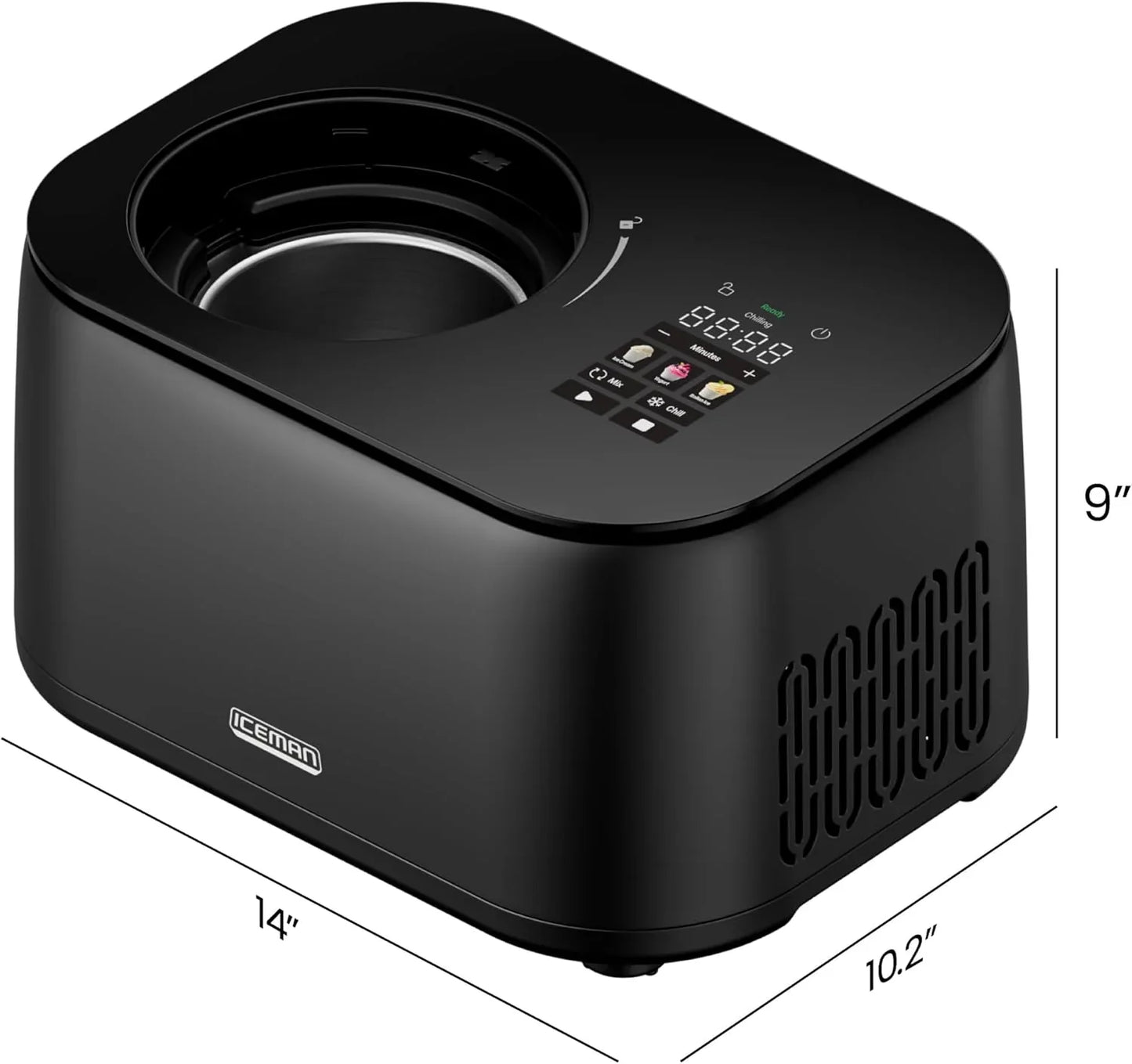 Iceman By Chefman Ice Cream Maker, No Pre-Freezing With Built-In Compressor, Makes Ice Cream, Froyo, Sorbet, Sherbet, Italian Ice, Frozen Yogurt