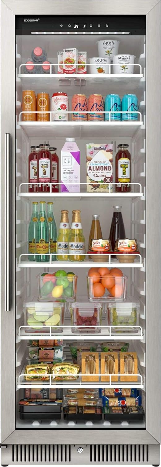22 In. Wide 10.1 Cu. Ft. Commercial Beverage Merchandiser, Stainless Steel, Temp Alarm, Reversible Door