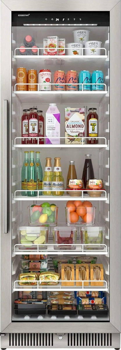 22 In. Wide 10.1 Cu. Ft. Commercial Beverage Merchandiser, Stainless Steel, Temp Alarm, Reversible Door