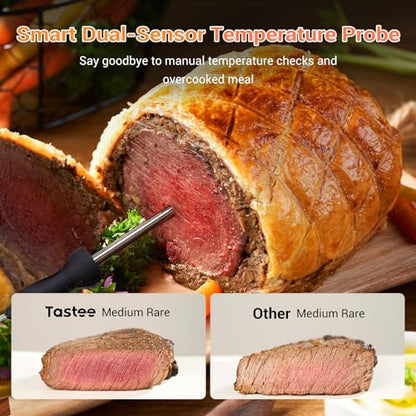 Tastee Ceramic Air Fryer, 8-in-1 Compact 5.5QT AirFryers, 450 F Digital Air Fryer Dehydrator With Smart Probe, 24 Presets One Touch Cooking