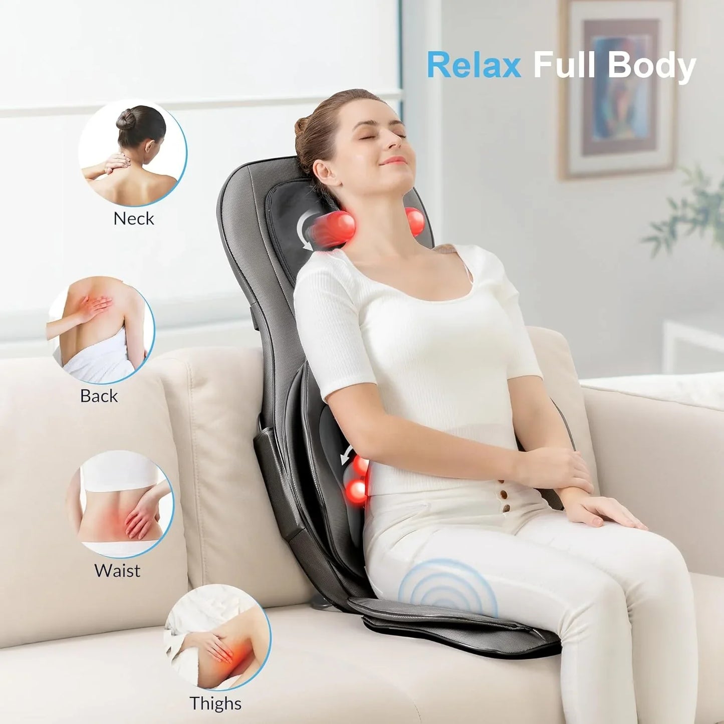 Comfier Massager Chair With Heat Shiatsu Neck Back Massager Portable With Compress And Rolling Massage Chair Pad For Full Back Neck And
