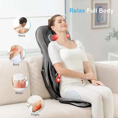 Comfier Massager Chair With Heat Shiatsu Neck Back Massager Portable With Compress And Rolling Massage Chair Pad For Full Back Neck And