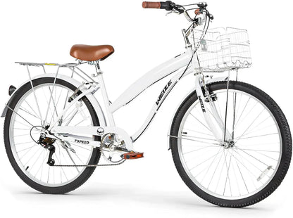 Weize Beach Cruiser Bike 26 In. Commuter Bicycle For Adult Men And Women 7-Speed/High-Carbon