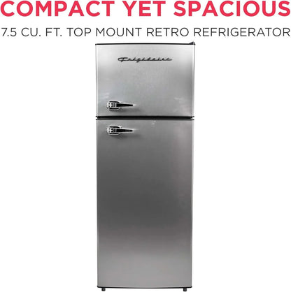 Frigidaire 2 Door Apartment Size Refrigerator Freezer Combo 7.5 Cu. Ft. Platinum Series Stainless