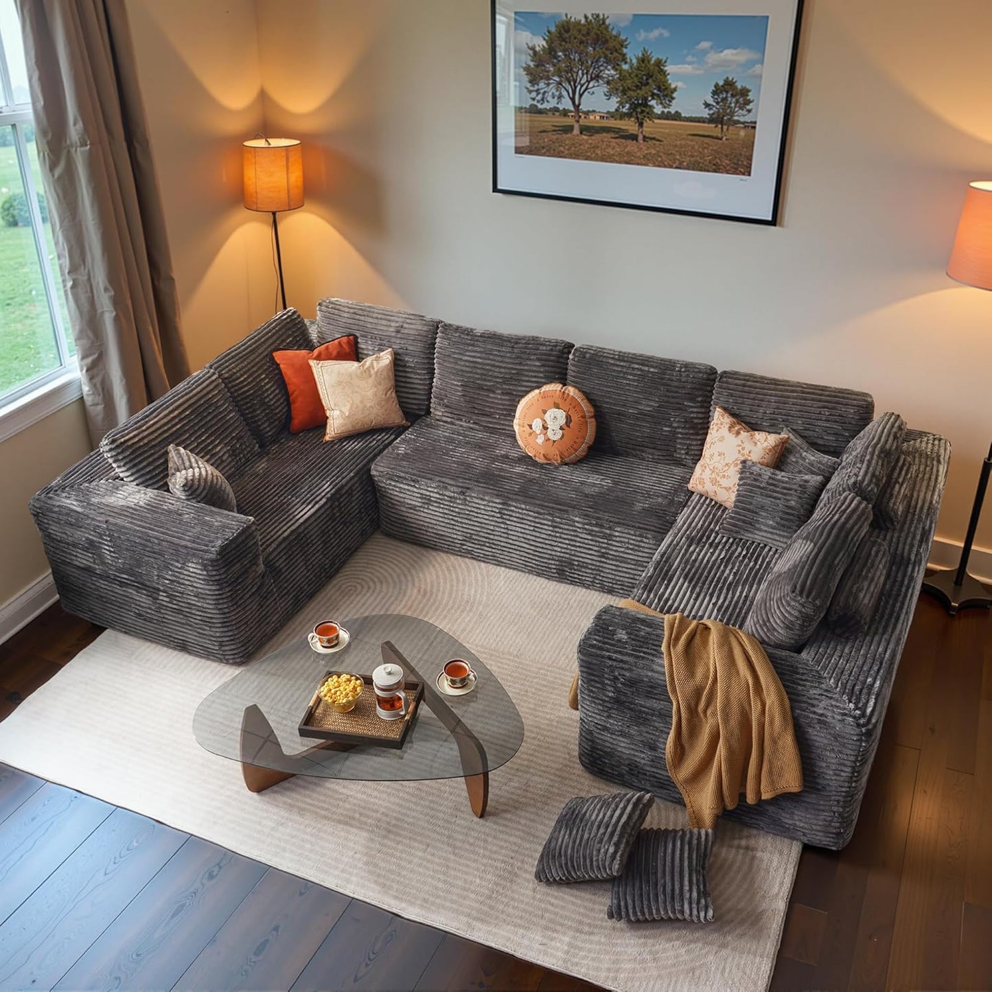 Ovios 104 In. Cloud Sectional Couch With L-Shape Chaise, Modern Modular Sofa With Deep Seat, Upholstered Couches For Living Room Bedroom
