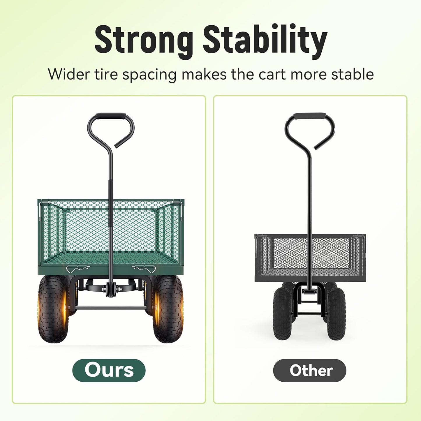 Steel Garden Cart 2-in-1 1400 Lbs Heavy Duty Utility Wagon With Removable Mesh Sides To Convert Into Flatbed 240 U-Turn 13 In. Pneumatic Tires