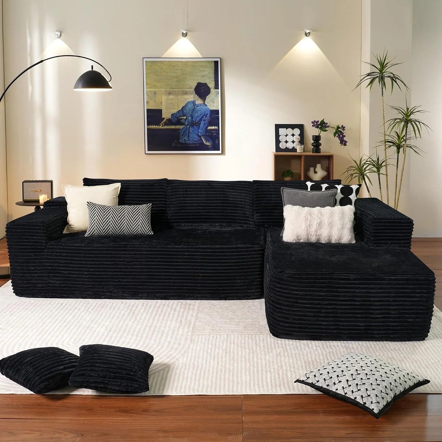 Ovios 104 In. Cloud Sectional Couch With L-Shape Chaise, Modern Modular Sofa With Deep Seat, Upholstered Couches For Living Room Bedroom