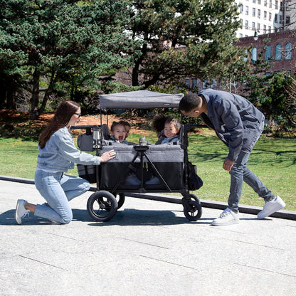 Jeep Wrangler Deluxe 4 Seater Stroller Wagon By Delta Children- Premium Quad Stroller Wagon For 4 Kids