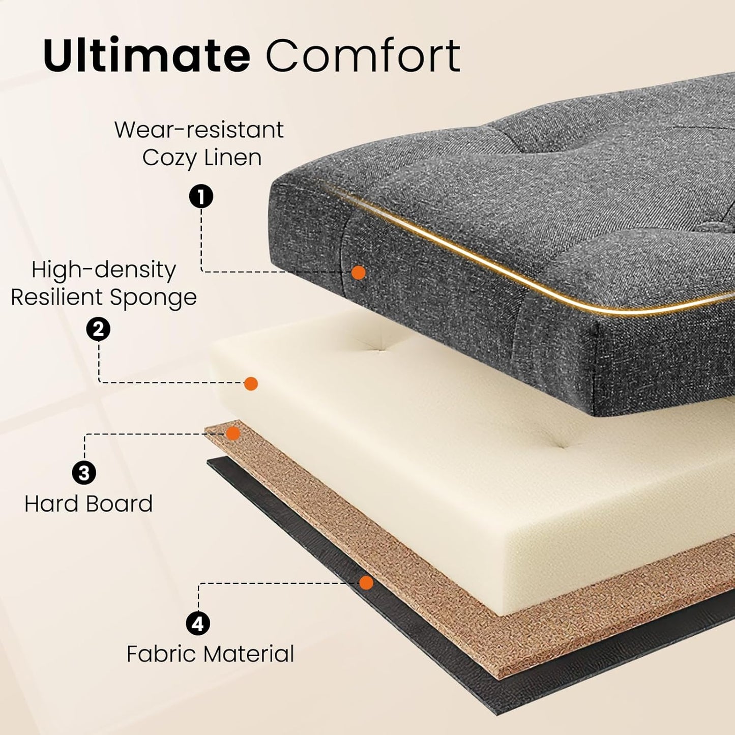 Furniliving Modern Storage Ottoman Bench
