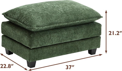 111.4 In. L-Shaped Modern Sofa Modular Cloud Sofa Ottoman 4-Seater Chenille Deep Seat Sofa