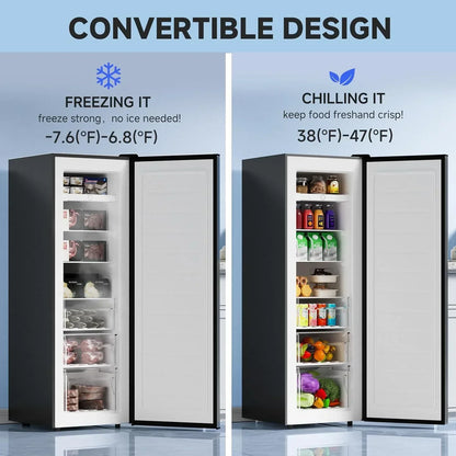 Bangson Upright Freezer 7.0 Cu. Ft. Stand Up Freezer Convertible Upright Freezer/Refrigerator