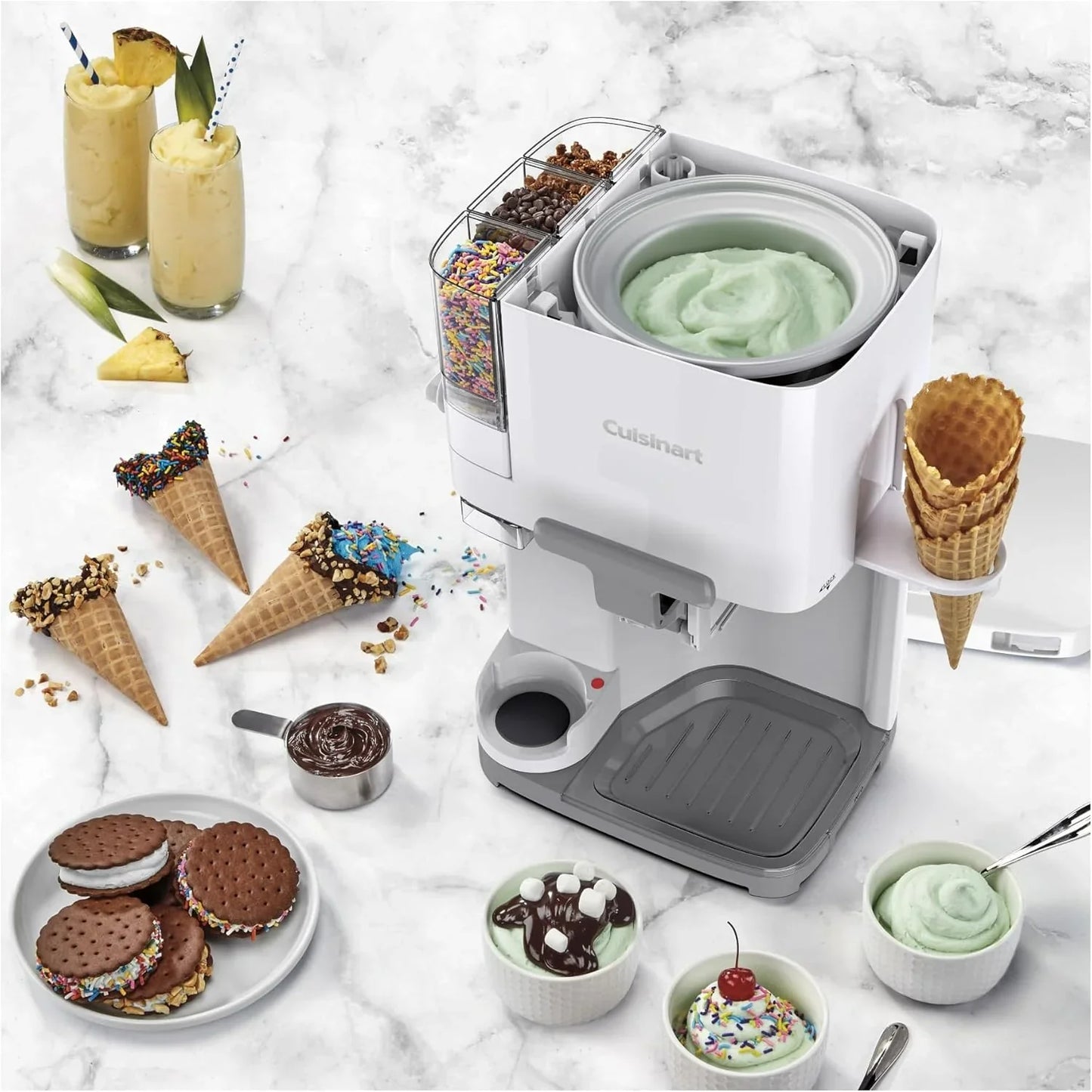 Cuisinart Soft Serve Ice Cream Machine- Mix It In Ice Cream Maker For Frozen Yogurt, Sorbet, Gelato, Drinks 1.5 Quart, White, ICE-48
