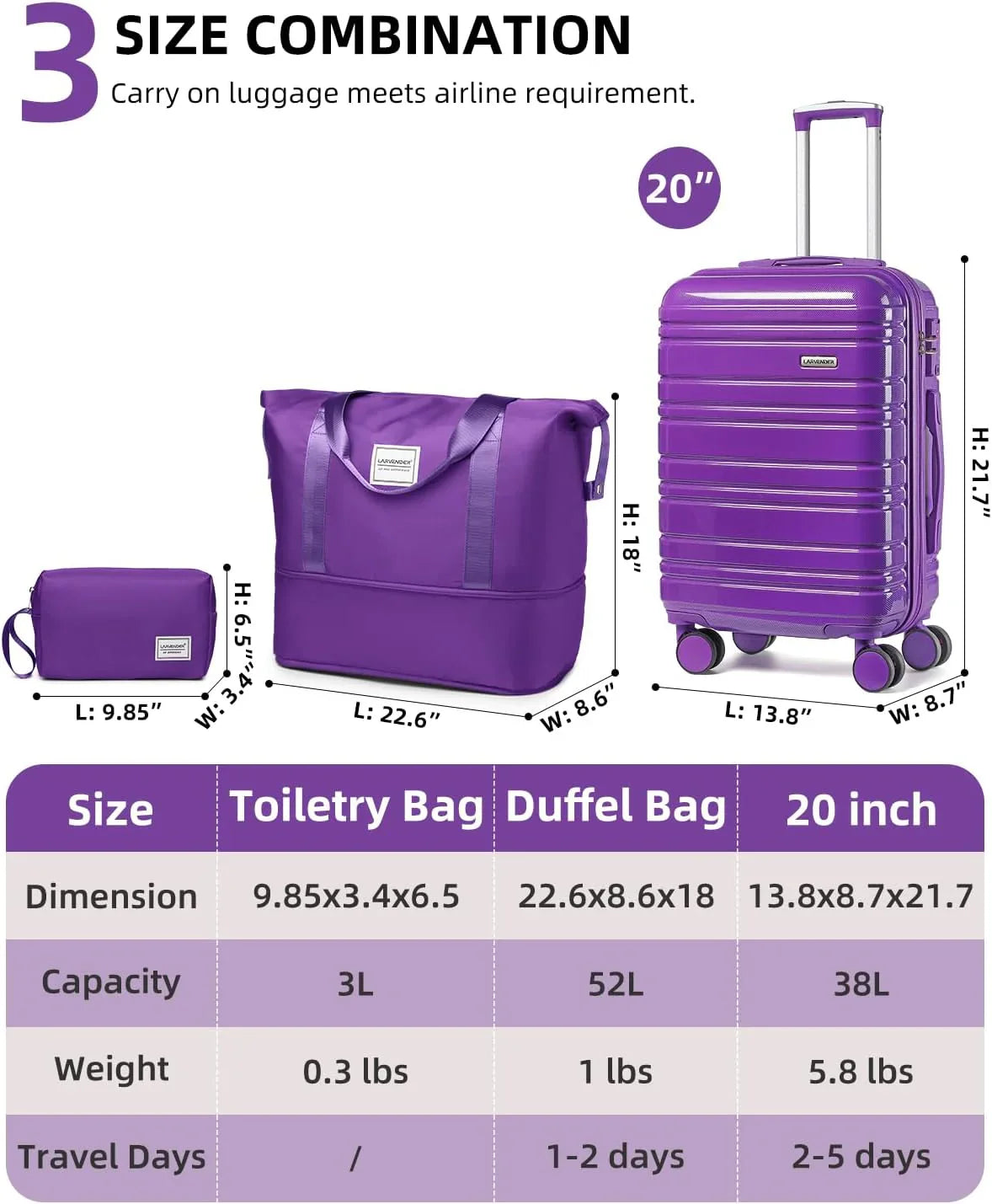 6-piece Luggage Set, Expandable Hardshell Suitcase Set With Spinner Wheels, Lightweight Rolling Luggage Set