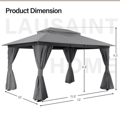 Lausaint Home Outdoor Patio Gazebo 10'x13' With Expansion Bolts