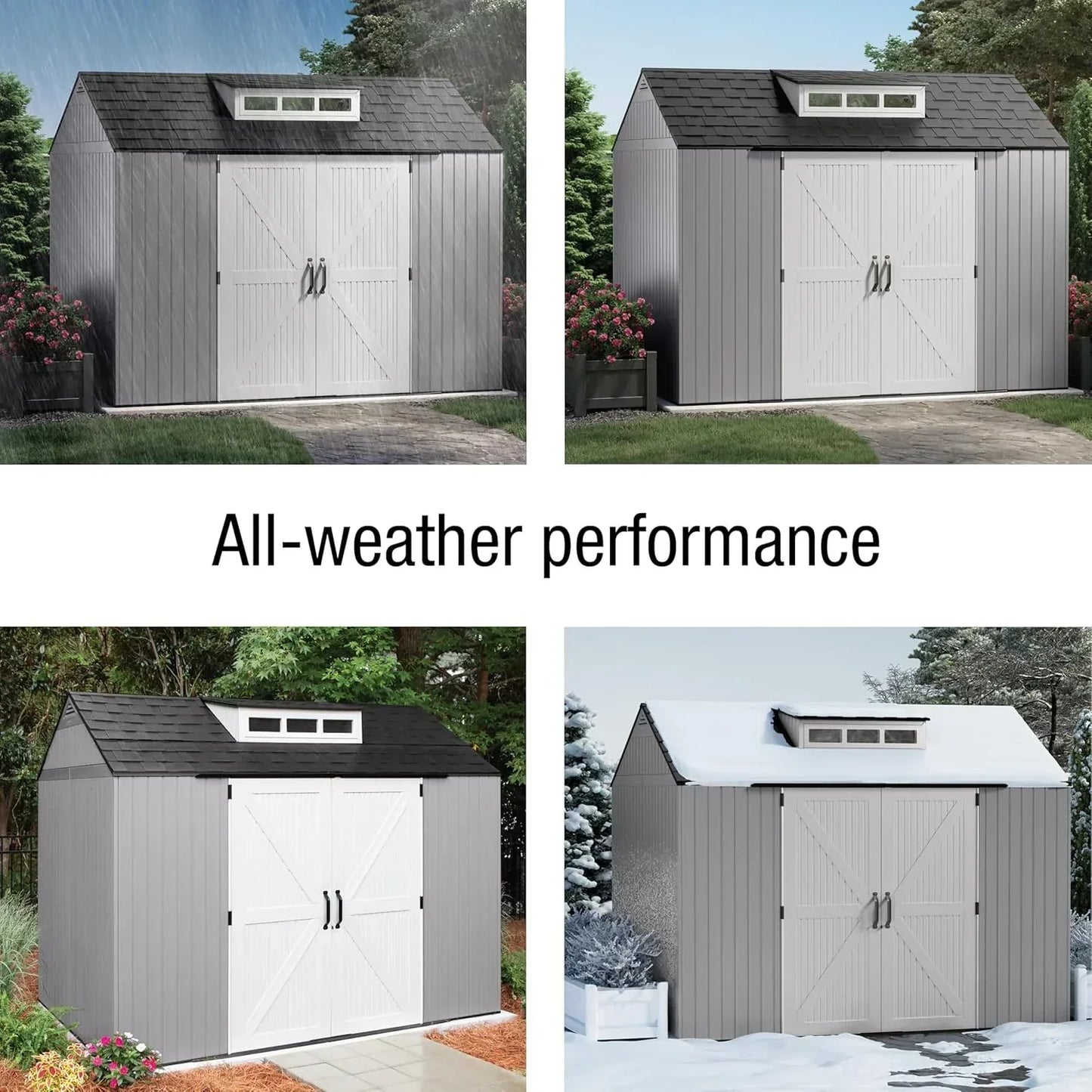 Rubbermaid Resin Outdoor Storage Shed With Floor Weather Resistant Gray Organization For Home