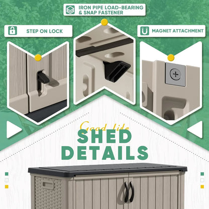 Devoko Outdoor Storage Cabinet 26 Cu. Ft. With Lockable Doors, Horizontal Storage Shed Waterproof Patio Tools Storage Box For Sofa Cushions