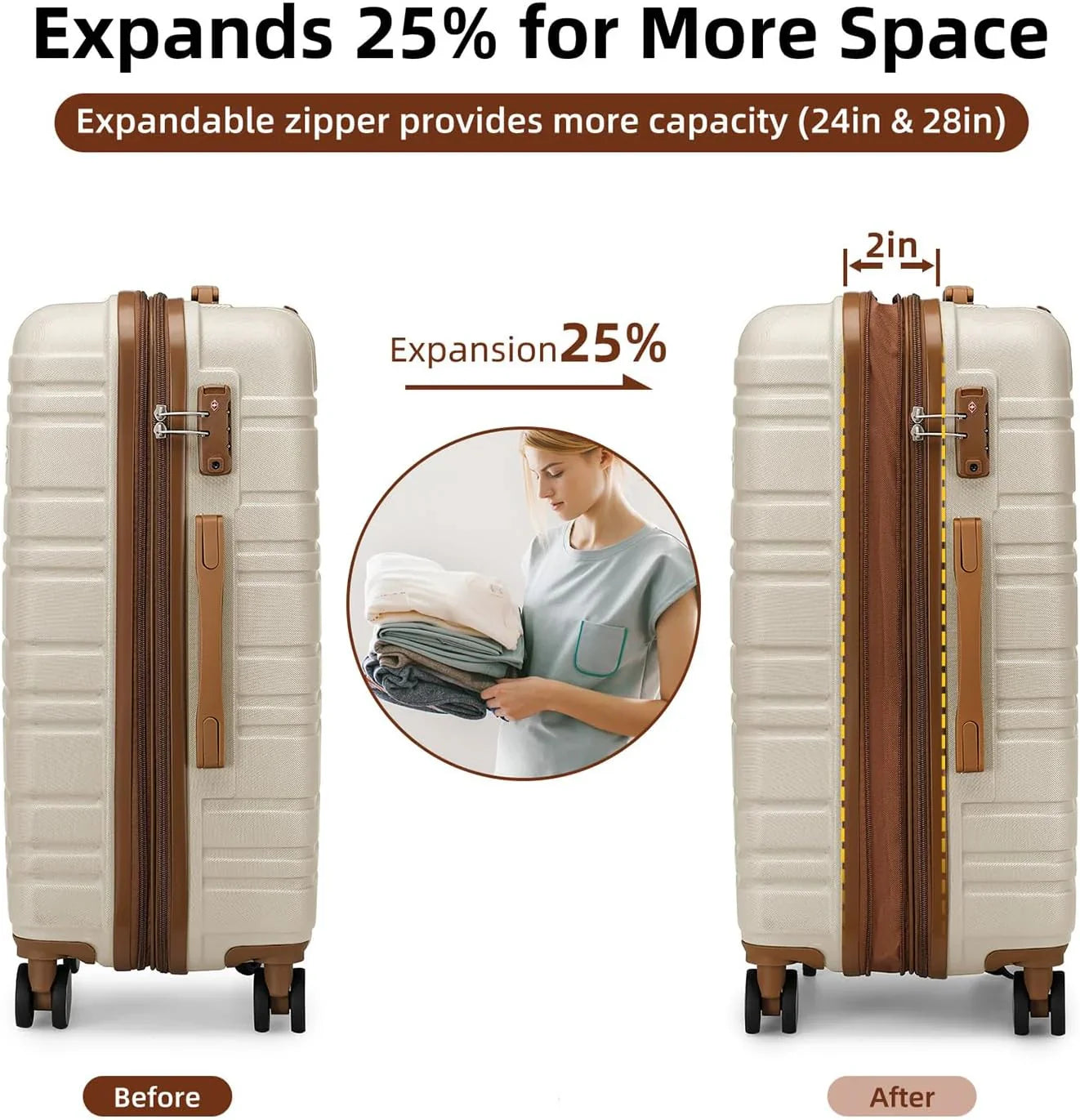 6-piece Luggage Set, Expandable Hardshell Suitcase Set With Spinner Wheels, Lightweight Rolling Luggage Set