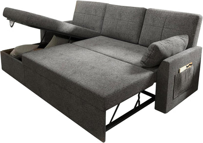 VanAcc Sofa Bed, Sleeper Sofa With Storage Chaise 2-in-1 Pull Out Couch Living Room